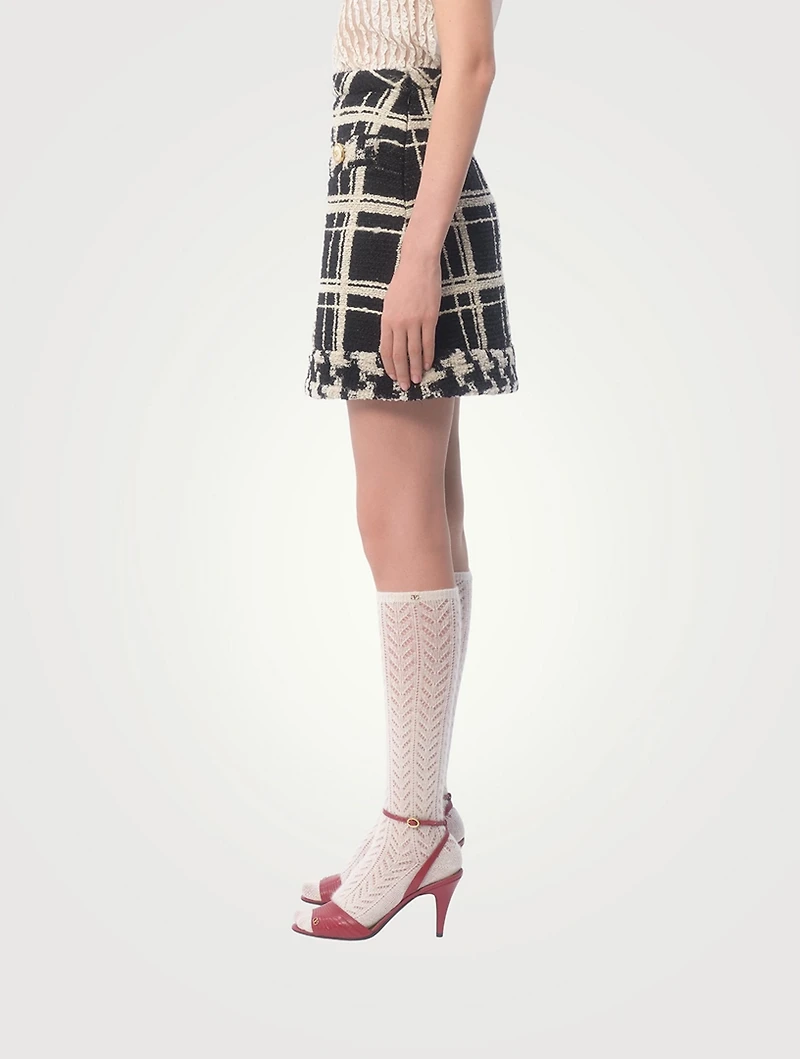 Macro Check Tweed Mini Skirt