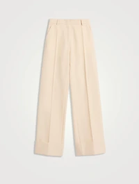 Diagonal Dry Wool Wide-Leg Trousers