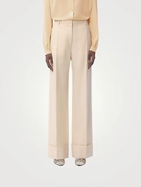Diagonal Dry Wool Wide-Leg Trousers