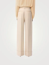 Diagonal Dry Wool Wide-Leg Trousers