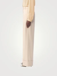 Diagonal Dry Wool Wide-Leg Trousers
