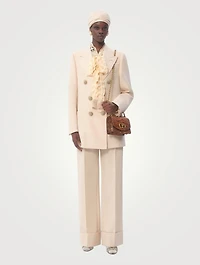 Diagonal Dry Wool Wide-Leg Trousers