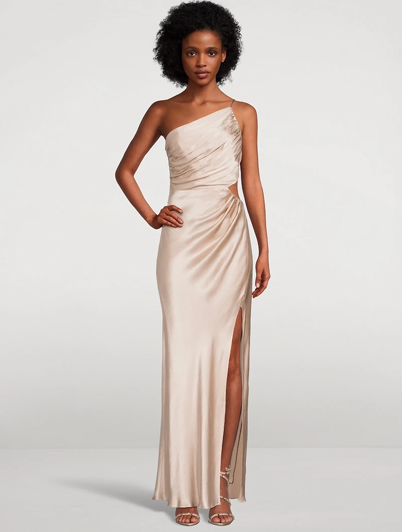 La Lune One-Shoulder Satin Gown