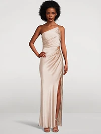 La Lune One-Shoulder Satin Gown