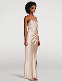 La Lune One-Shoulder Satin Gown