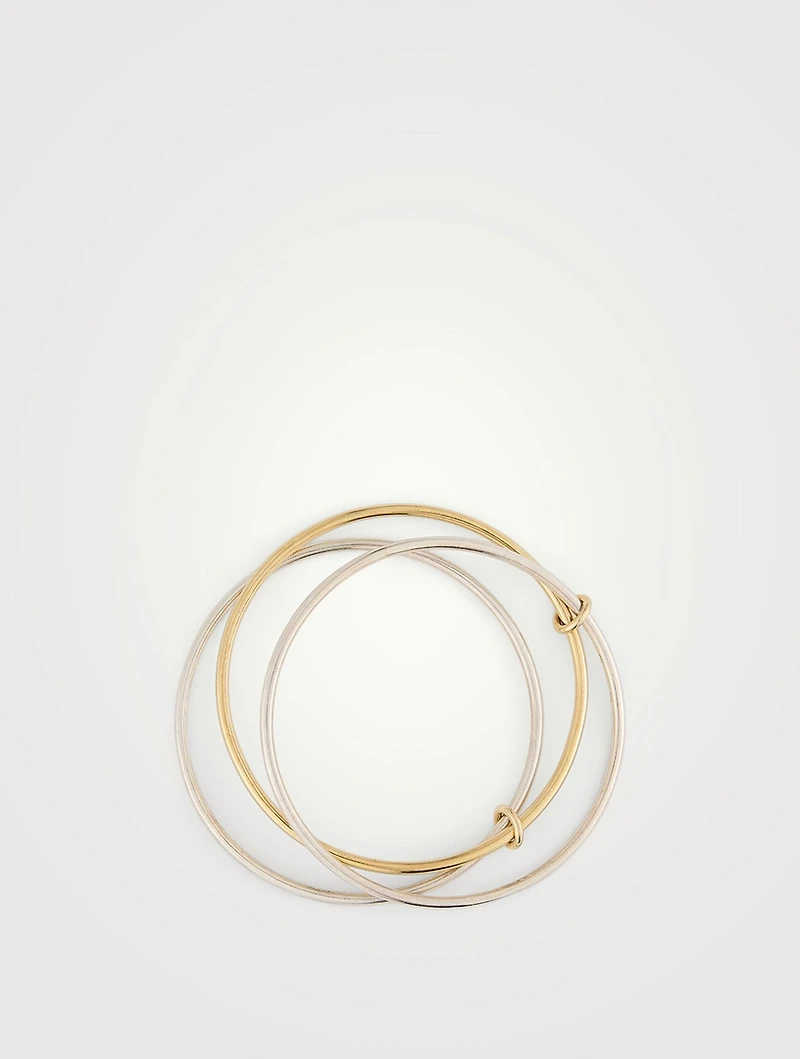 Lumin SG Silver And 18K Gold Bangle Bracelet