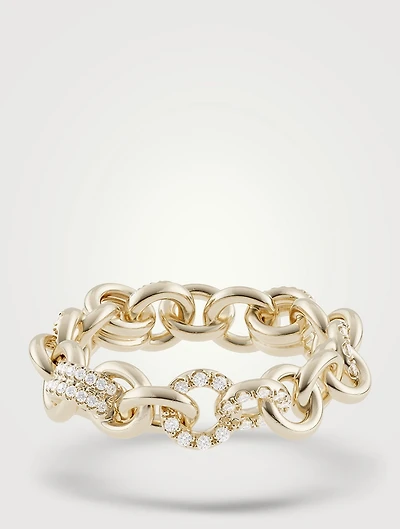 Medium 18K Gold Fused Serpens Ring With Pavé Diamonds