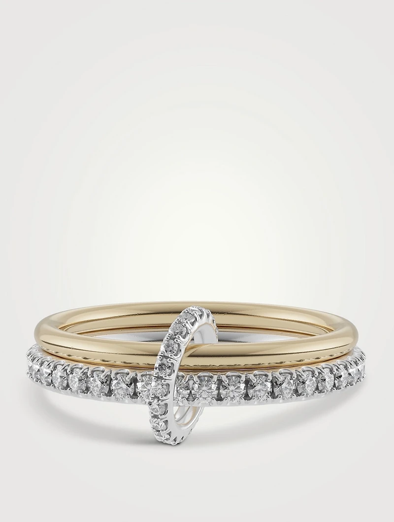 Astrid SG Gris Silver And 18K Gold Ring With Grey Diamonds