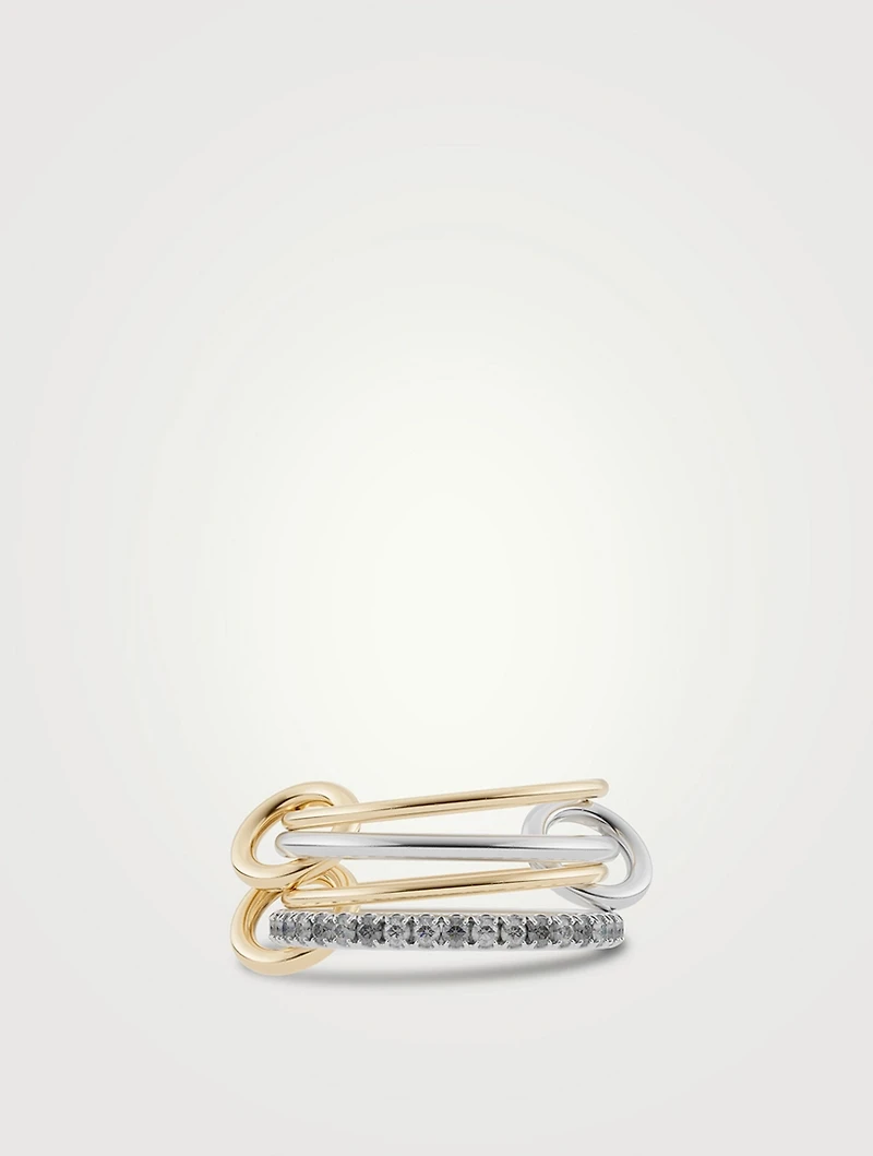Pisces SG Pavé Gris Silver And 18K Gold Ring With Diamonds