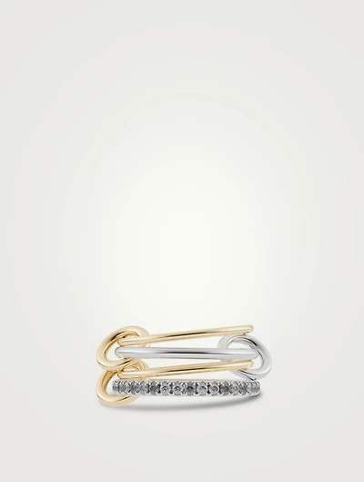 Pisces SG Pavé Gris Silver And 18K Gold Ring With Diamonds