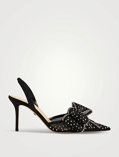 Le Cadeau Embellished Mesh Slingback Pumps