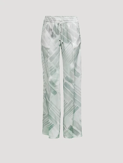 Silk Trousers Brush Print