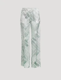 Silk Trousers Brush Print