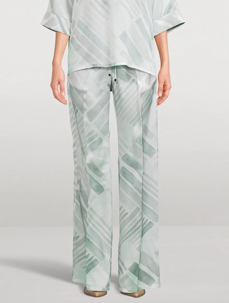 Silk Trousers Brush Print
