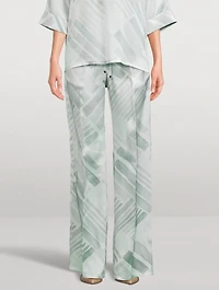 Silk Trousers Brush Print