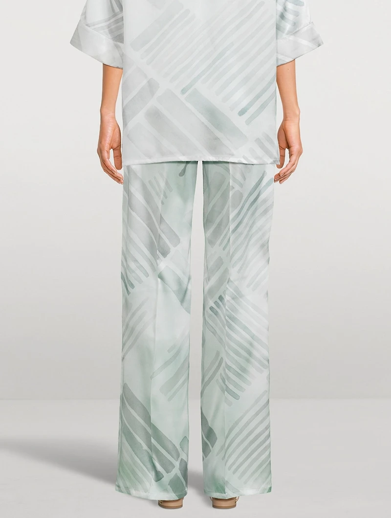 Silk Trousers Brush Print