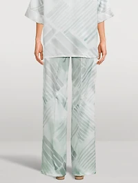 Silk Trousers Brush Print