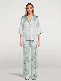 Silk Trousers Brush Print