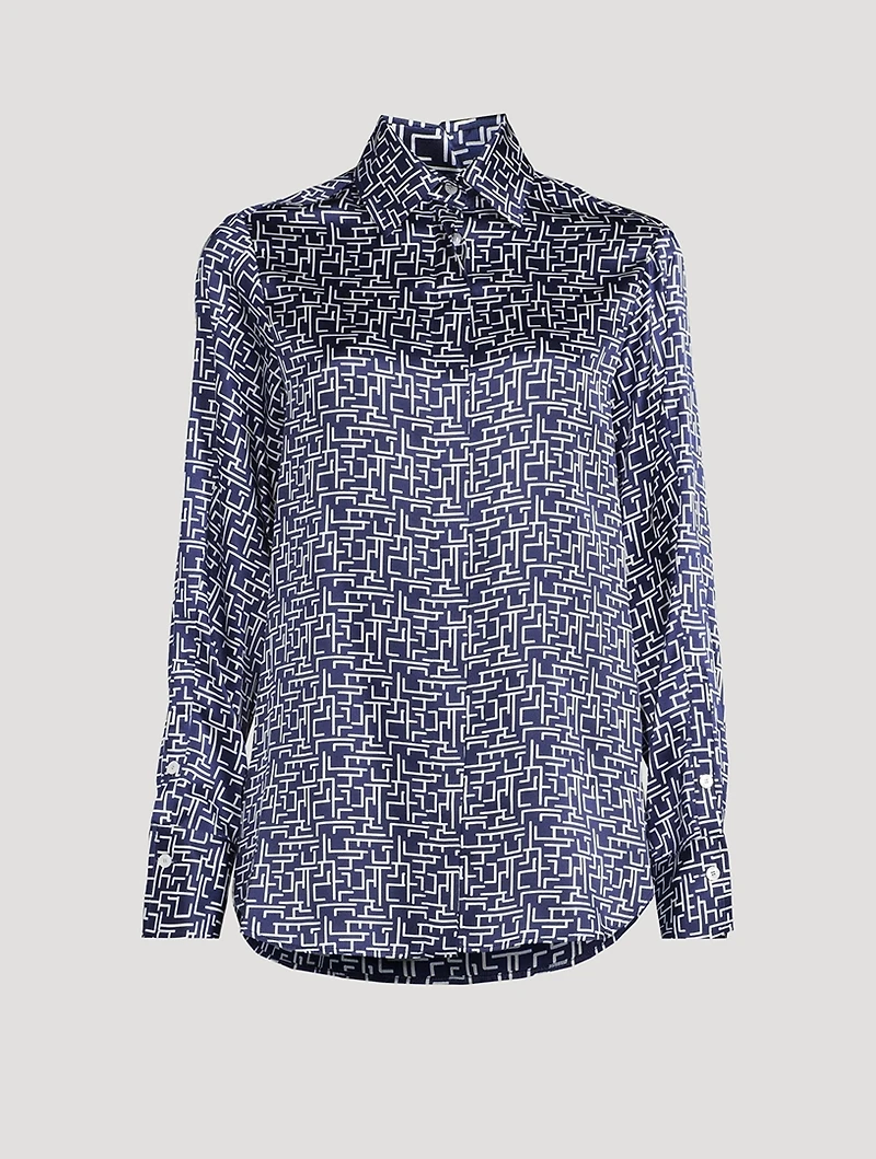 Silk Shirt Abstract Print