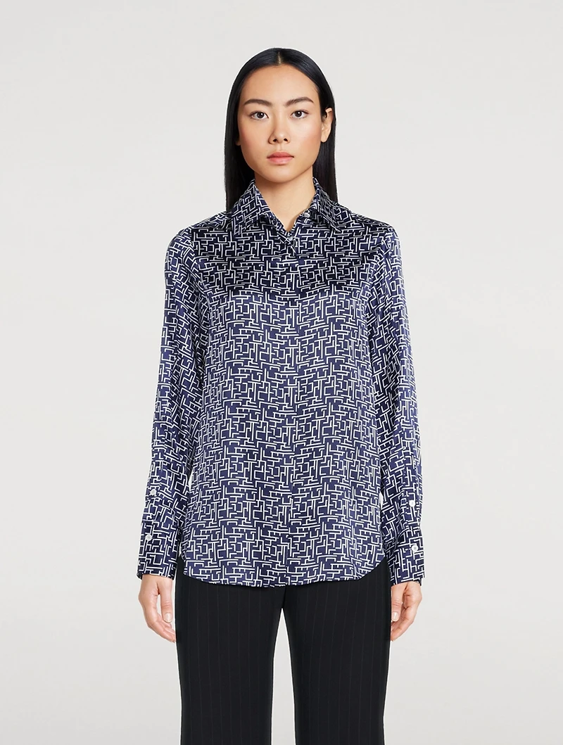 Silk Shirt Abstract Print