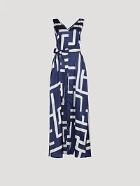Silk Sleeveless Dress Abstract Print