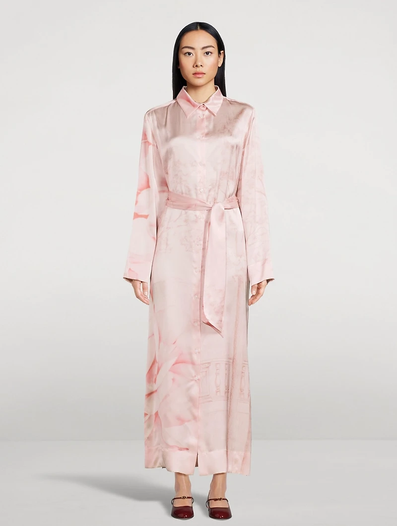 Silk Shirt Dress Floral Print