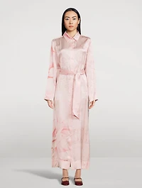 Silk Shirt Dress Floral Print