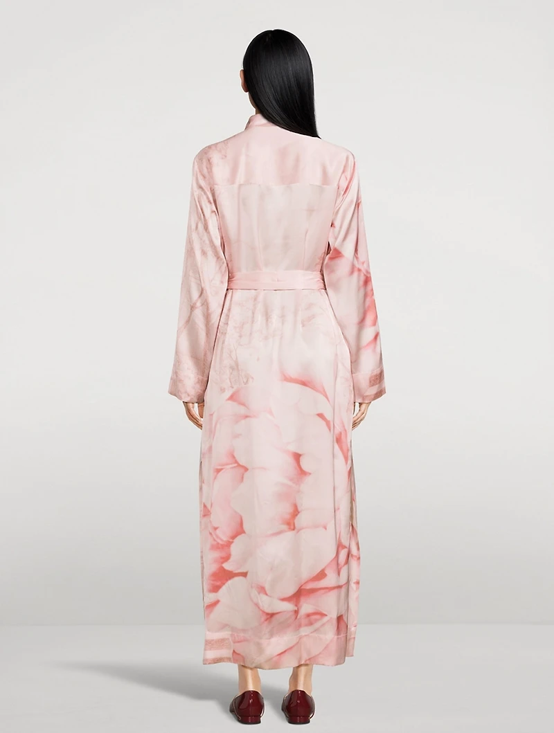 Silk Shirt Dress Floral Print