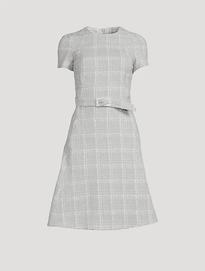 Belted Tweed Midi Dress