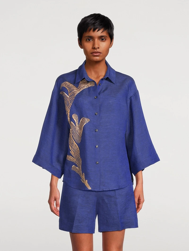 Embroidered Linen Shirt