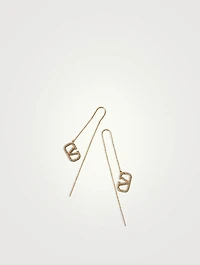 VLogo Pendant Threader Earrings With Crystals