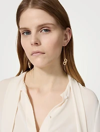 VLogo Pendant Threader Earrings With Crystals