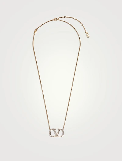 VLogo Pavé Crystal Chain Necklace