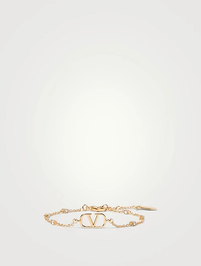 VLogo Chain Bracelet With Crystals