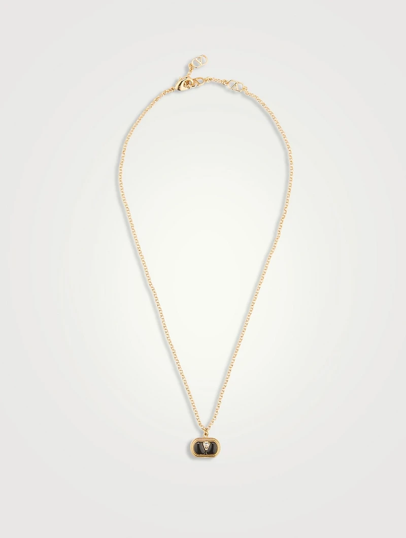 Ovalette Crystal VLogo Necklace