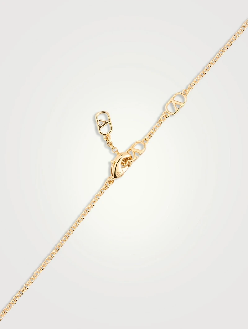 Ovalette Crystal VLogo Necklace