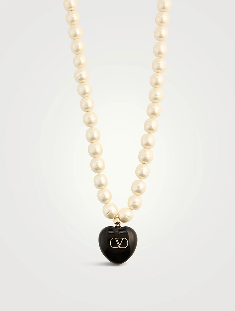 Coeur Royal Faux Pearl Necklace With Crystal