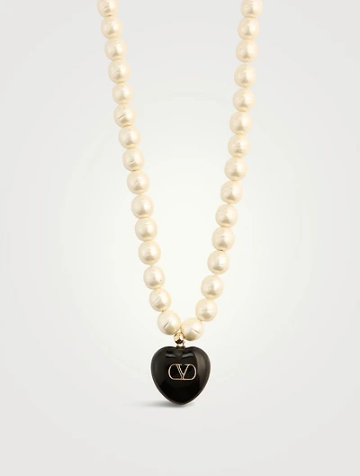 Coeur Royal Faux Pearl Necklace With Crystal