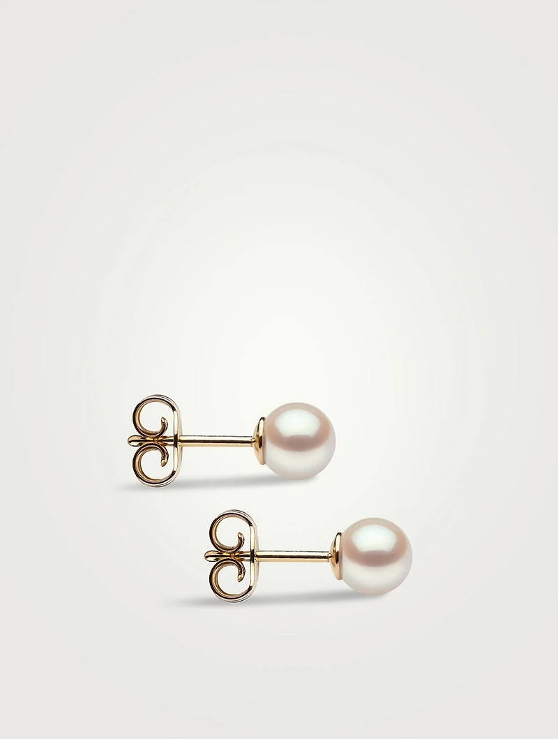 Classic 18K Gold AA 5mm Akoya Pearl Stud Earrings