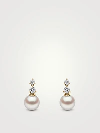 Diamond Classic 18K Gold Akoya Pearl And Diamond Earrings