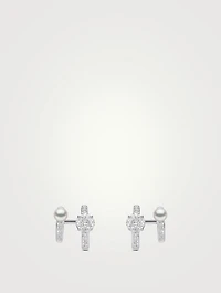 Baby Glitz 18K White Gold  Akoya Pearl And Multi-Cut Diamond Hoop Earrings
