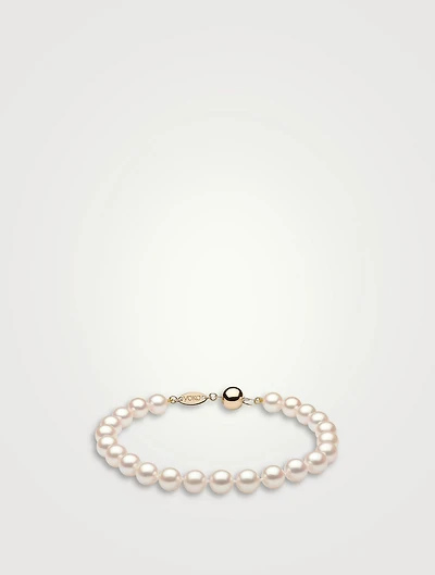 Classic 18K Gold AA Akoya Pearl Bracelet