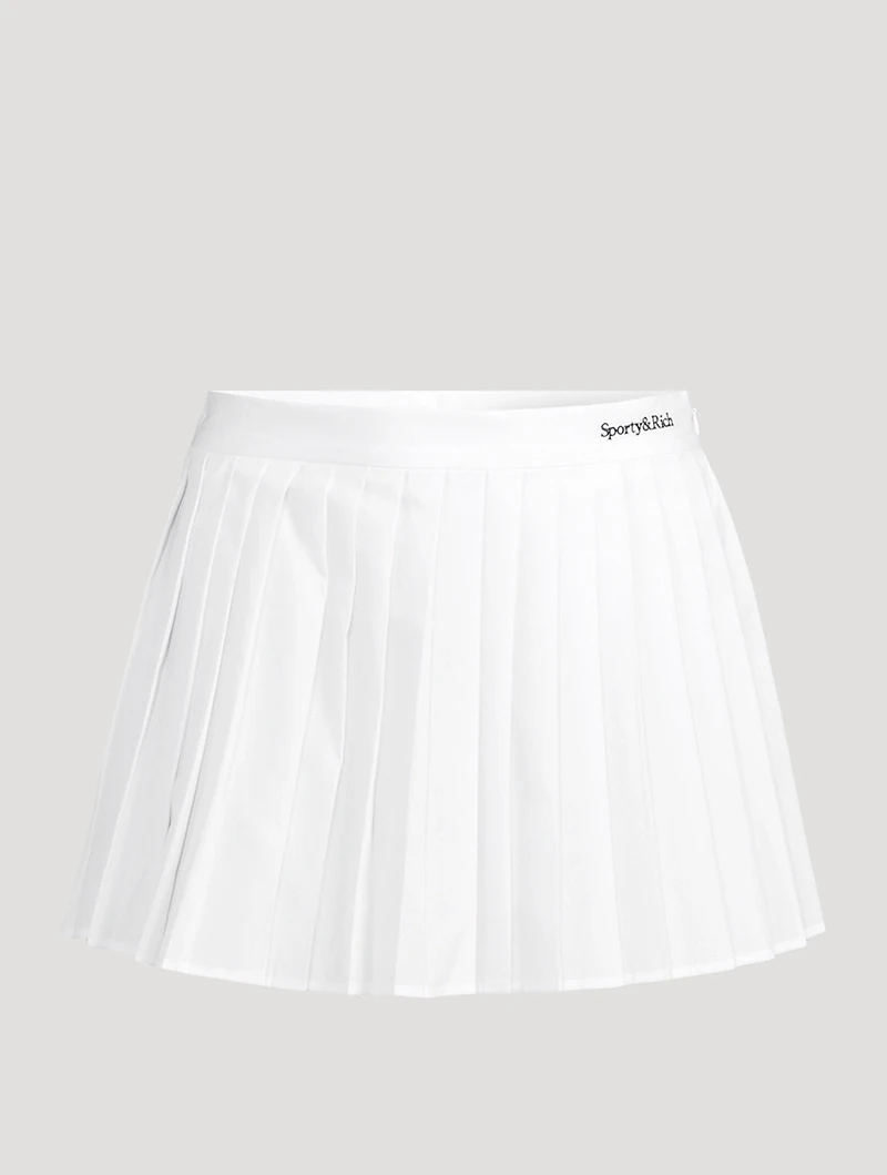 Serif Logo Pleated Tennis Skirt