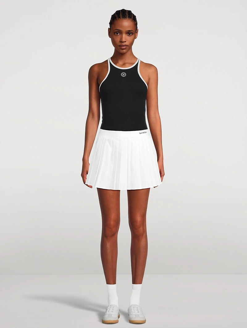 Serif Logo Pleated Tennis Skirt