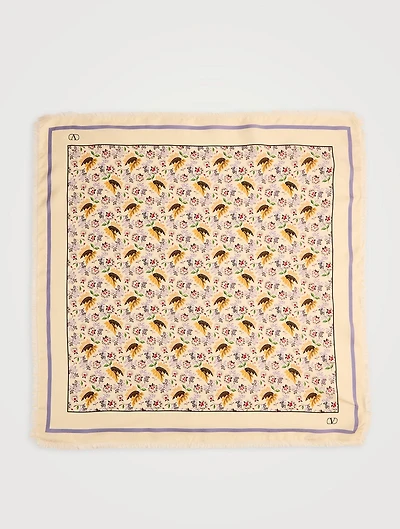 Silk Scarf In Papier Floral Print