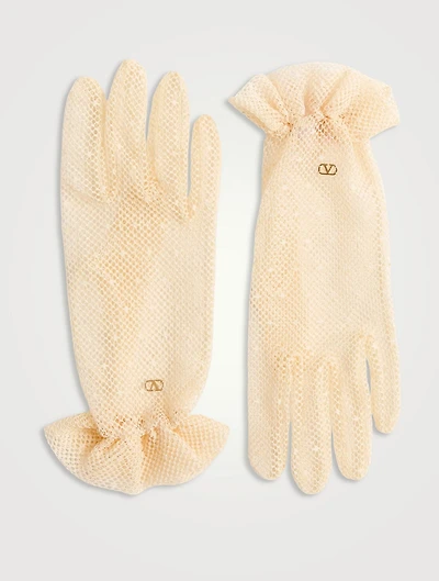 VLogo Signature Cotton And Tulle Gloves
