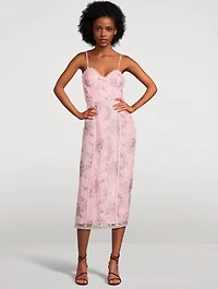 Tresor Lace Bustier Dress Ikat Bouquet Print