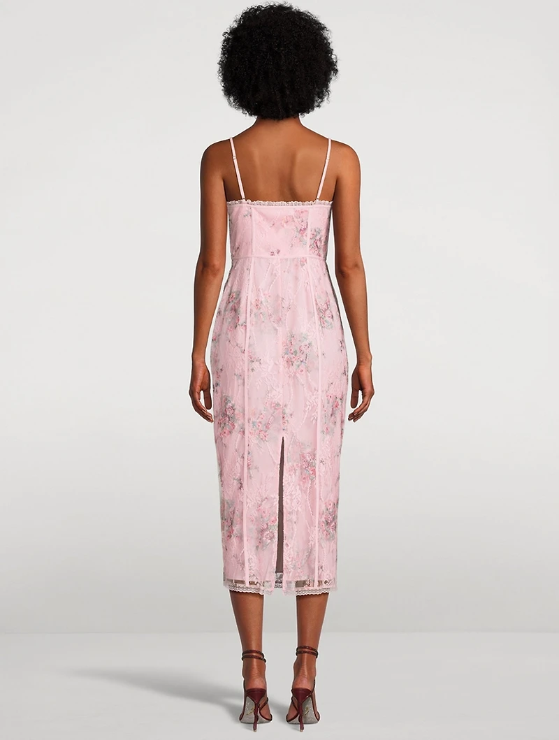 Tresor Lace Bustier Dress Ikat Bouquet Print