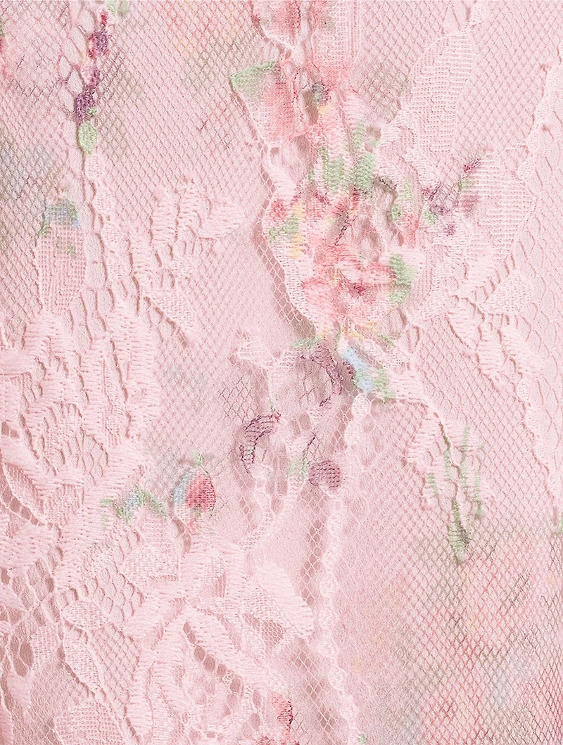 Tresor Lace Bustier Dress Ikat Bouquet Print