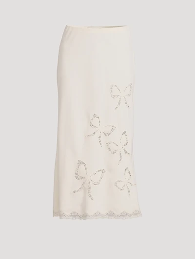 Darion Scalloped Lace Bow Midi Skirt